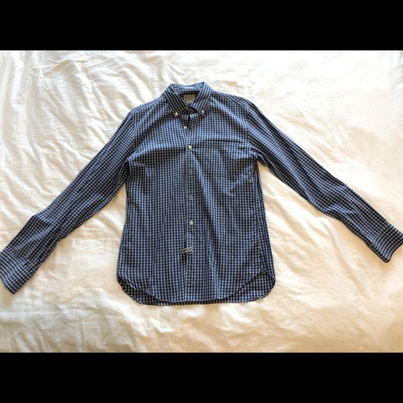 J Crew Slim Fit Small 100% Cotton Blue/White Gingham Shirt - Picture 1 of 5